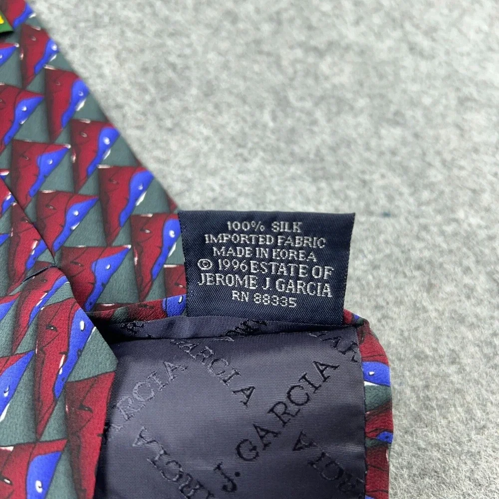 Jerry Garcia Tie Red Blue Zoot Collection 15‎ Abstract Print 100% Silk VTG 1996